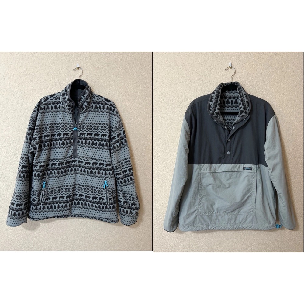 Chubbies Grey Anatomy Gray Reversible Nylon Fleece Jacket Half Zip Pullover Sz L